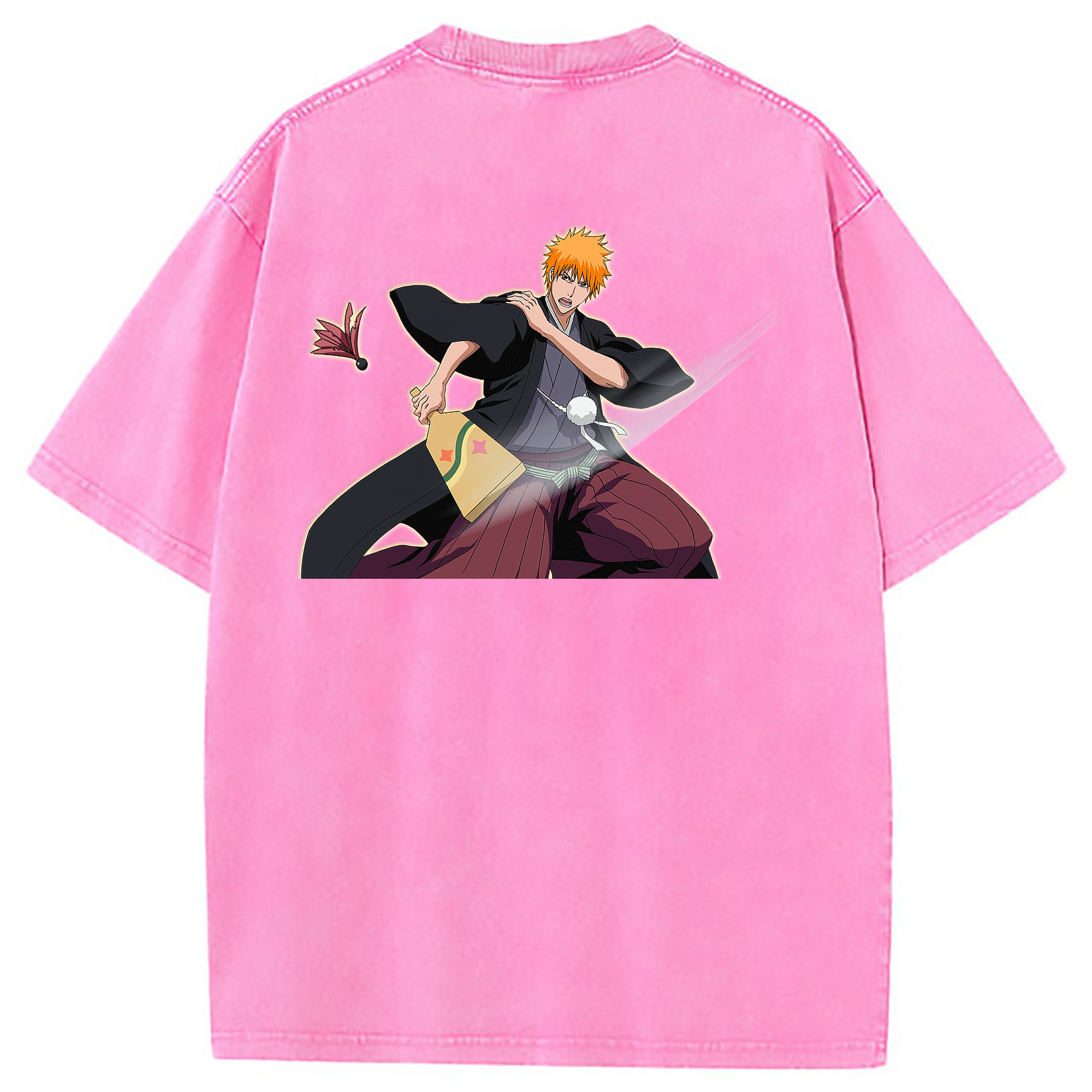 （画像用） ブリーチ 黒崎一護（くろさき いちご）BLEACH Kurosaki Ichigo 綿100% ヴィンテージ風 半袖Tシャツ（背面プリント）